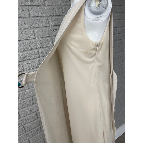 Doe & Rae Women Sleeveless Cream Overlay Dress with Side Buckle Detail Size M - Picture 5 of 9